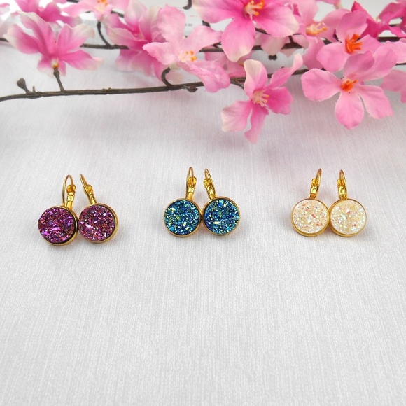 🆕️ Druzy French Hook Earrings - Picture 1 of 8
